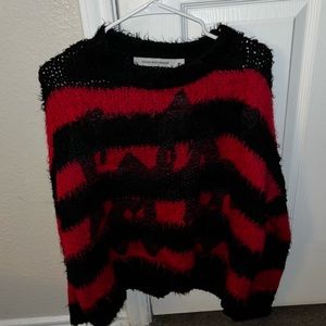 Racer Worldwide Black/Red Mohair Sweater size SMALL